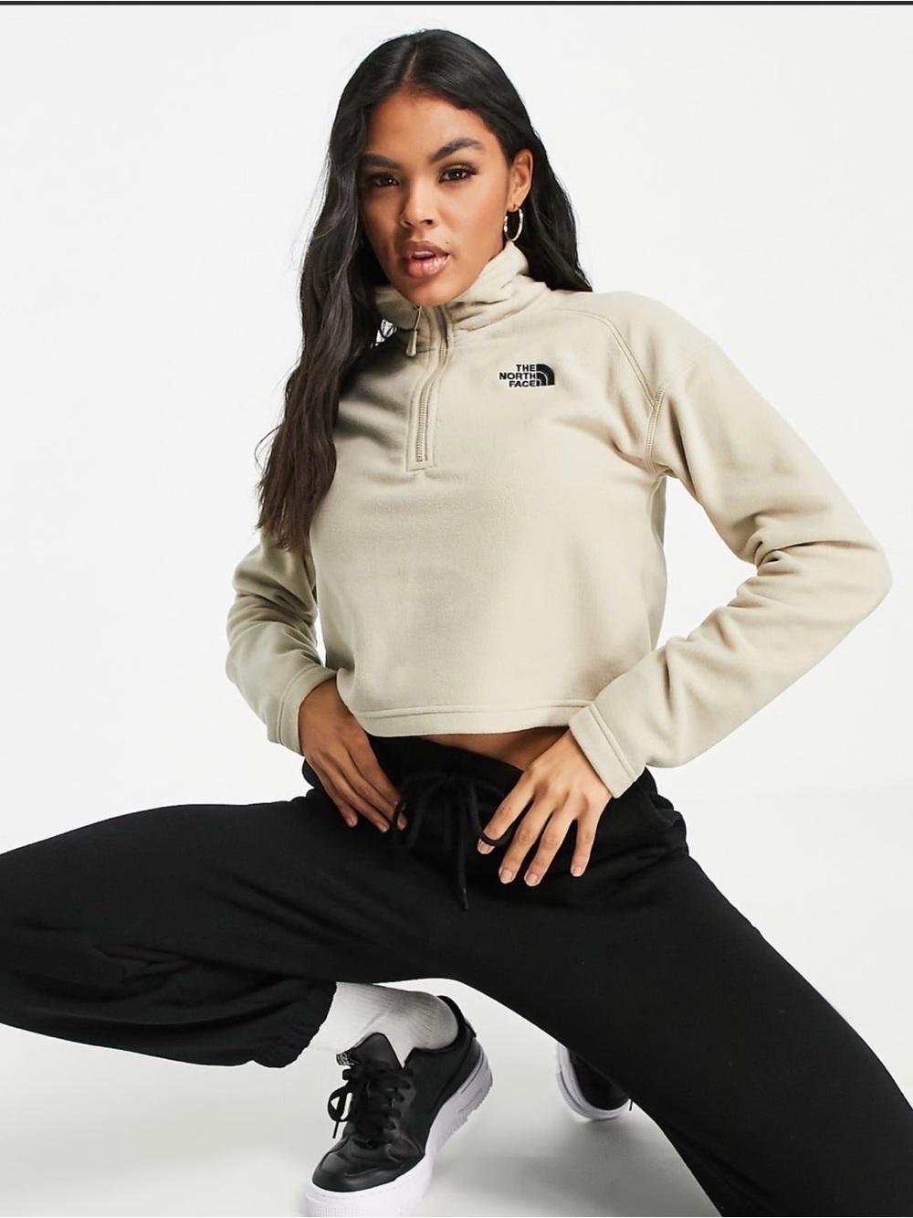 The North Face Women's Cream Fleece Pullover - Logo Tag Visible